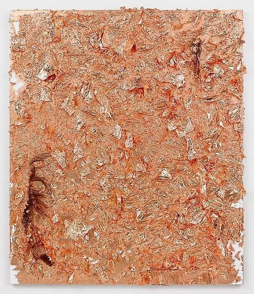 &quot;Copper Reef,&quot; 2012, Copper foil, palm leaf, and cardboard on canvas, 79 1/2 x 67 1/2 inches, 201.9 x 171.5 cm, A/Y#20736