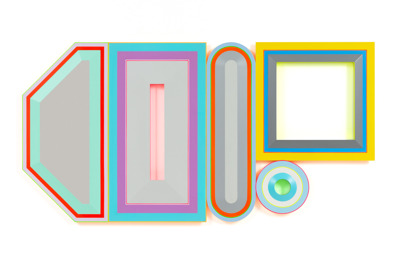 Polypharmacy: Focus, Tranquility, Relief, Energy, Self-Determination, 2024,, Urethane paint on wood, 44 x 86 inches, 111.8 x 218.4 cm, MMG#37274