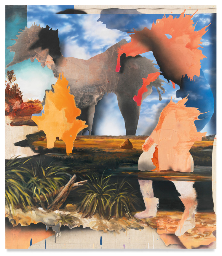 Wade (heap 10), 2022, Oil and acrylic and charcoal on linen, 82 x 72 inches, 208.3 x 182.9 cm, MMG#34047