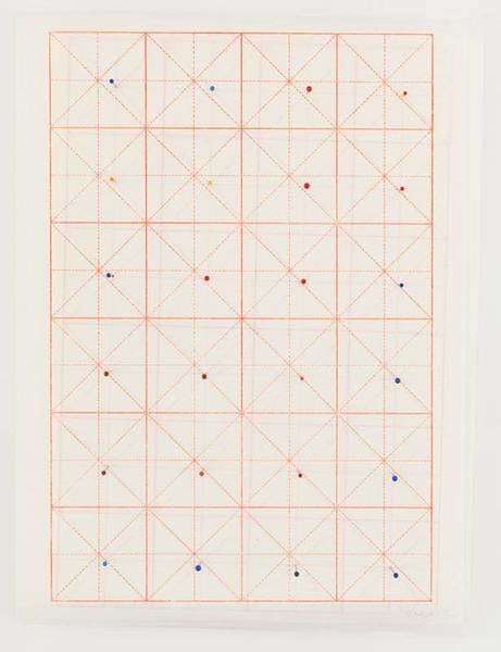 You are here, 2015, Glass head pins and Chinese calligraphy paper, 17 x 13 inches, 43.2 x 33 cm, AMY#27938