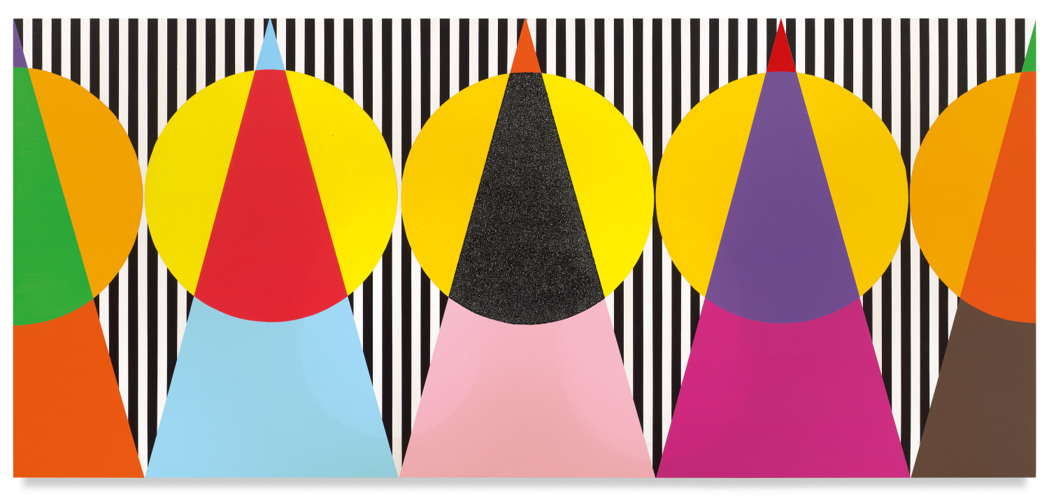 Untitled (Luminous Bodies I), 2022, Acrylic paint and glitter on wood, 36 x 80 inches, 91.4 x 203.2 cm, MMG#34919