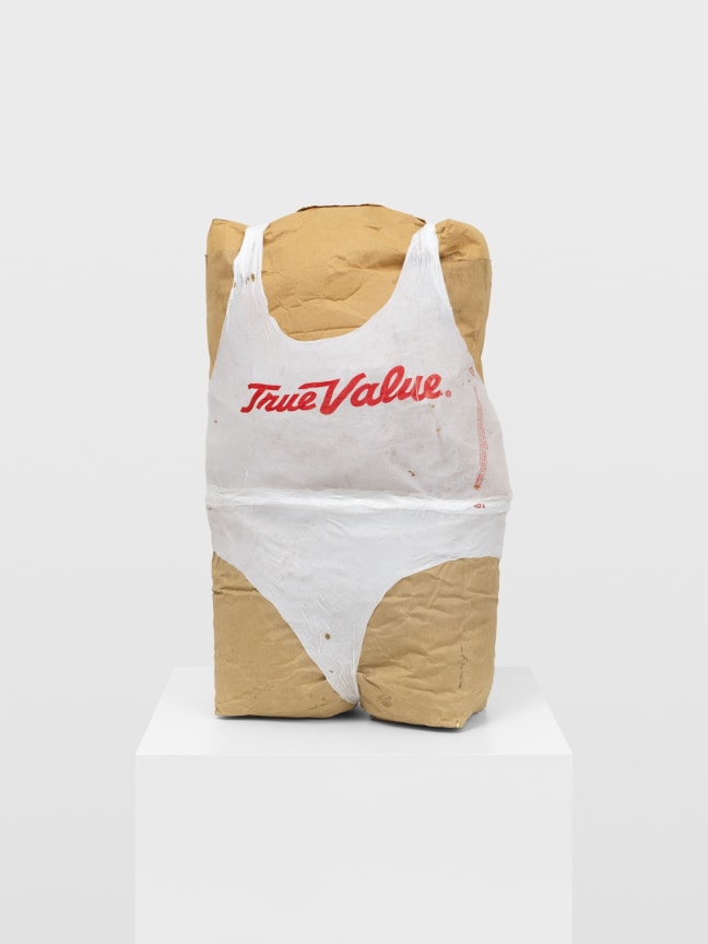 Tim Hawkinson, Double Bag Torso, 2019, Shopping bags and urethane foam,