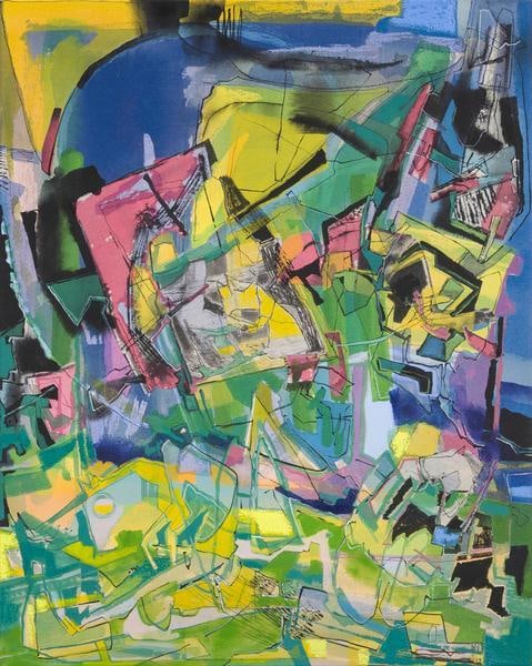 Iva Gueorguieva, Ruse, 2014, Acrylic, collage, and oil on canvas, 29 x 23 inches, 73.7 x 58.4 cm, A/Y#22162