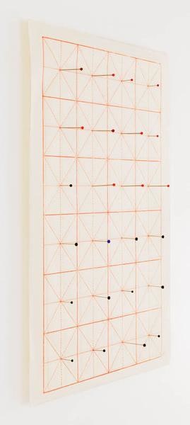 You are here, 2015, Glass head pins and Chinese calligraphy paper, 17 x 13 inches, 43.2 x 33 cm, AMY#27933