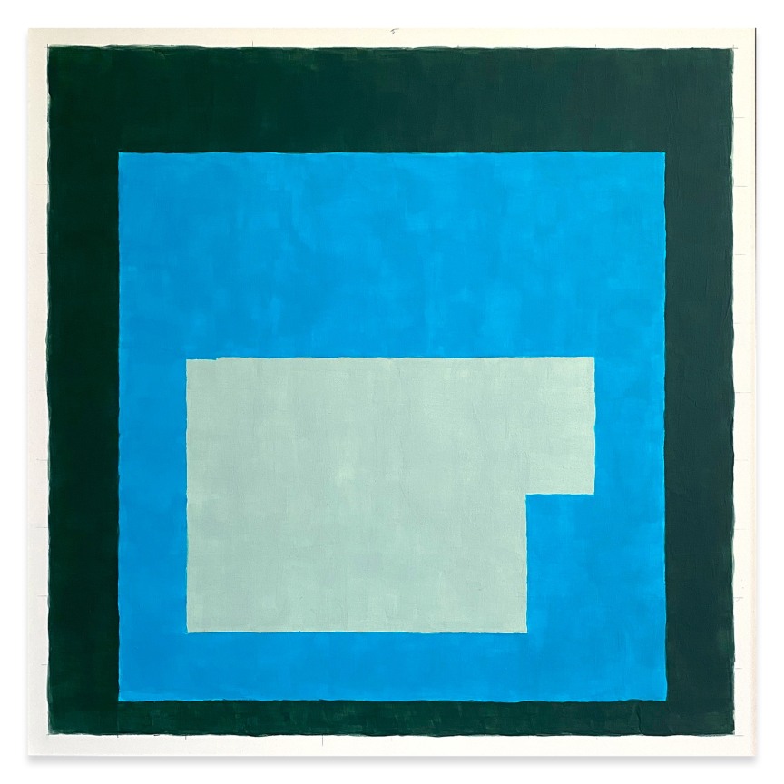 Steve Locke,&nbsp;Homage to the Auction Block #100-hudson, 2021, Acrylic on panel, 16 x 16 x 5/8 inches, 40.6 x 40.6 x 1.6 cm.&nbsp;Courtesy of LaMontagne Gallery.&nbsp;