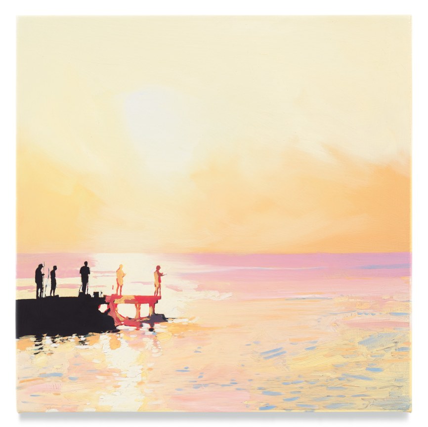 Fisherman (Yellow), 2022, Mixed media oil on canvas, 17 x 17 inches, 43.2 x 43.2 cm, MMG#34082