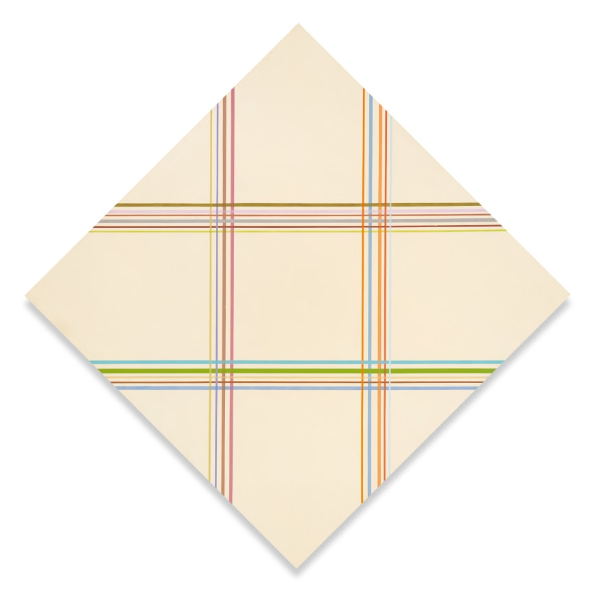 Kenneth Noland,&nbsp;Interlinear, 1973,&nbsp;Acrylic on canvas,&nbsp;85.5 inches diagonally,&nbsp;60 1/4 x 60 1/4 inches,&nbsp;153 x 153 cm,&nbsp;MMG#14764