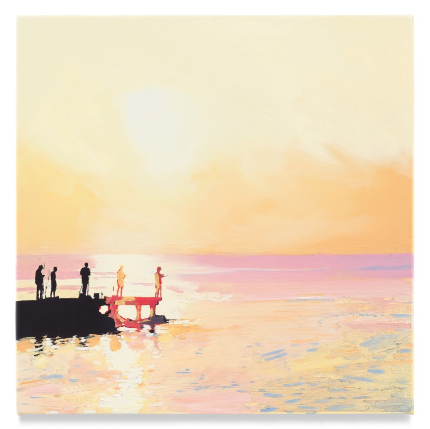 Fisherman (Yellow), 2022, Mixed media oil on canvas, 17 x 17 inches, 43.2 x 43.2 cm, MMG#34082