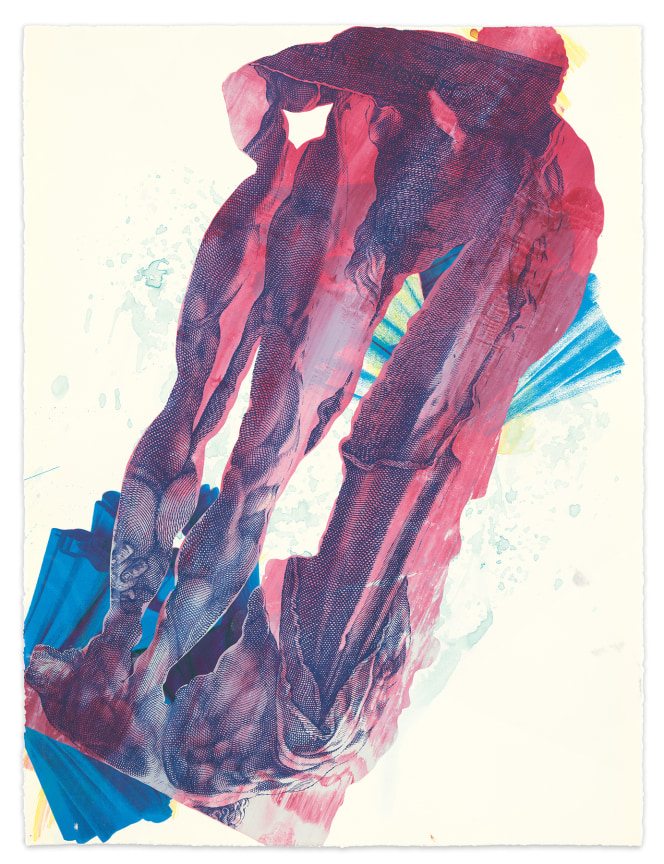 disloziert 12, 2018, Acrylic and silkscreen on handmade paper, 30 x 22 1/4 inches, 76.2 x 56.5 cm, MMG#32696