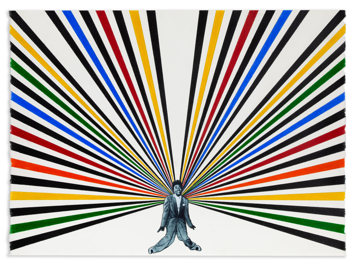 Rico Gatson,&nbsp;Richard, 2021, Color pencil and photograph collage on paper, 22 x 30 inches, 55.9 x 76.2 cm