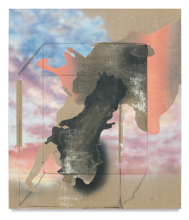 We Beam Passed, 2018, Flashe paint, charcoal, acrylic and urethane on linen, 30 x 26 inches, 76.2 x 66 cm, MMG#29709