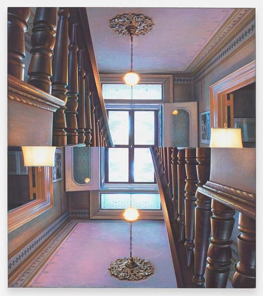 Mirrored Room Three, 2016, Graphite grisaille, colored pencil and UV varnish on board, 18 x 16 inches, 45.7 x 40.6 cm, AMY#28206