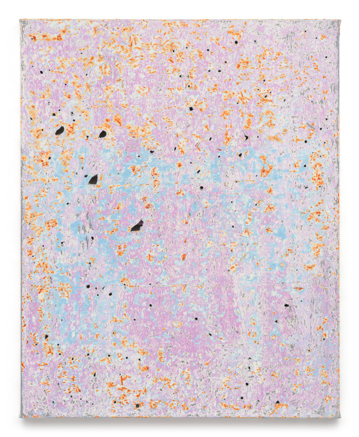 doppelganger, roko&#039;s basilisk, the 6th, hang in there, elmo the destroyer, fallen god, pink swedish landscape, 2017 - 2024, House paint, oil, and spray paint on canvas, 60 x 48 inches, 152.4 x 121.9 cm, MMG#38031