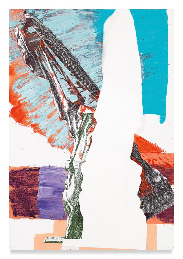 farnese kD, 2020, Oil and silkscreen on wood, 27 5/8 x 19 1/8 inches, 70.2 x 48.6 cm, MMG#32492