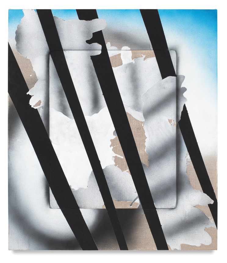 The Light Became Thick , 2018,&nbsp;Vinyl paint, charcoal, flocking and acrylic on linen,&nbsp;30 x 26 x 3 inches,&nbsp;76.2 x 66 x 7.6 cm, MMG#30031