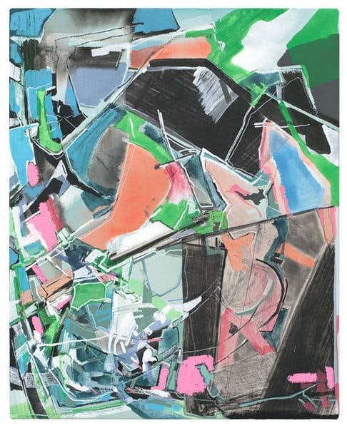 Absorbed, 2015, Acrylic, collage, etching, and oil stick on canvas, 20 x 16 inches, 50.8 x 40.6 cm, A/Y#22537