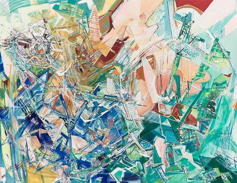 Bathers, 2012, Acrylic, collage, and oil on canvas, 77 x 100 inches, 195.6 x 254 cm, A/Y#20646