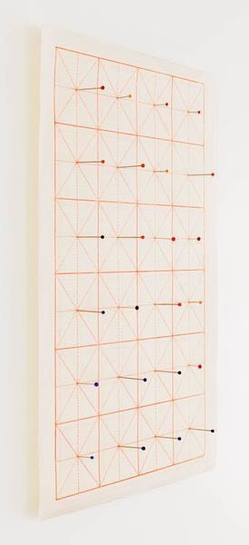 You are here, 2015, Glass head pins and Chinese calligraphy paper, 17 x 13 inches, 43.2 x 33 cm, AMY#27932