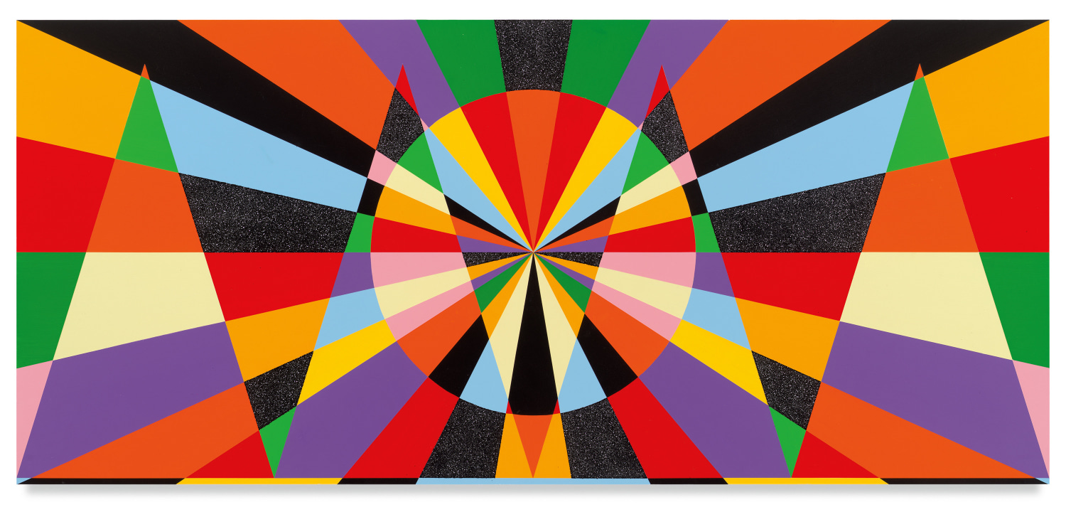 Untitled (Expanded Light Consciousness II), 2022, Acrylic paint and glitter on wood, 36 x 80 inches, 91.4 x 203.2 cm, MMG#34923