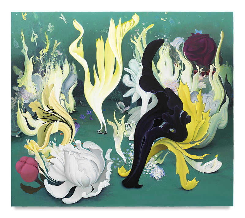 Party of the Flames and Flowers, 2017,&nbsp;Enamel on canvas,&nbsp;48 x 55 inches,&nbsp;121.9 x 139.7 cm,&nbsp;MMG#29634&nbsp;