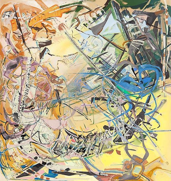 This the Witches&#039; Hour: Lovers, 2011, Acrylic, collage and oil stick on canvas, 