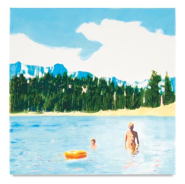 Orange Raft, 2017, Mixed media oil on canvas, 14 x 14 inches, 35.6 x 35.6 cm, AMY#28920