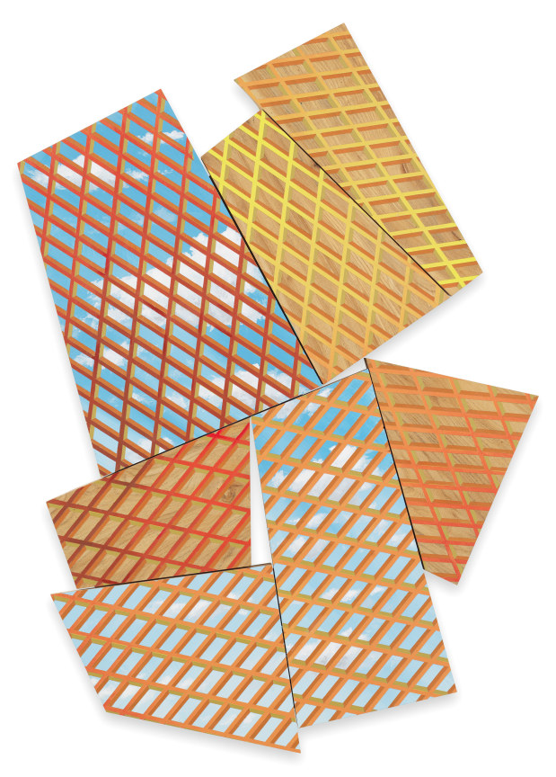 Altered View, 2022, Acrylic on elm, 43 x 33 1/2 x 3 inches, 109.2 x 85.1 x 7.6 cm, MMG#34198