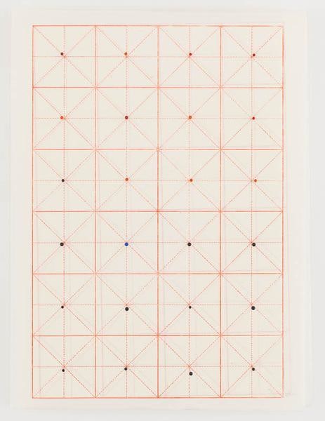 You are here, 2015, Glass head pins and Chinese calligraphy paper, 17 x 13 inches, 43.2 x 33 cm, AMY#27933