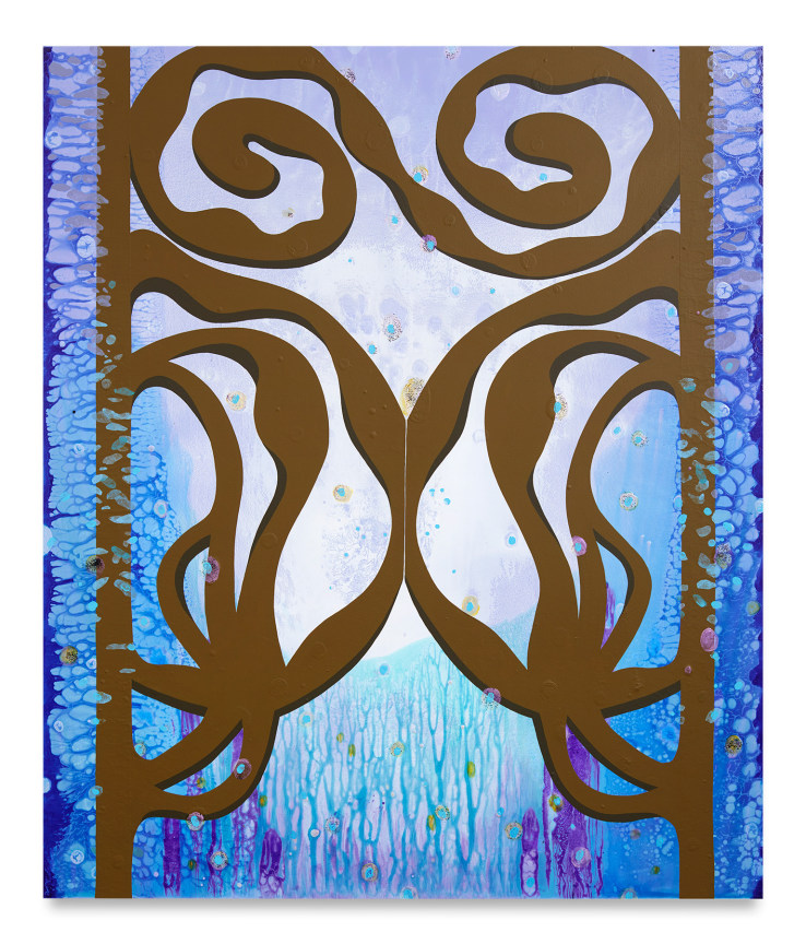 Carrie Moyer, Wayfinding, 2020,&nbsp;Acrylic and glitter on canvas, 78 x 66 inches, 198.1 x 167.6 cm, MMG#33085