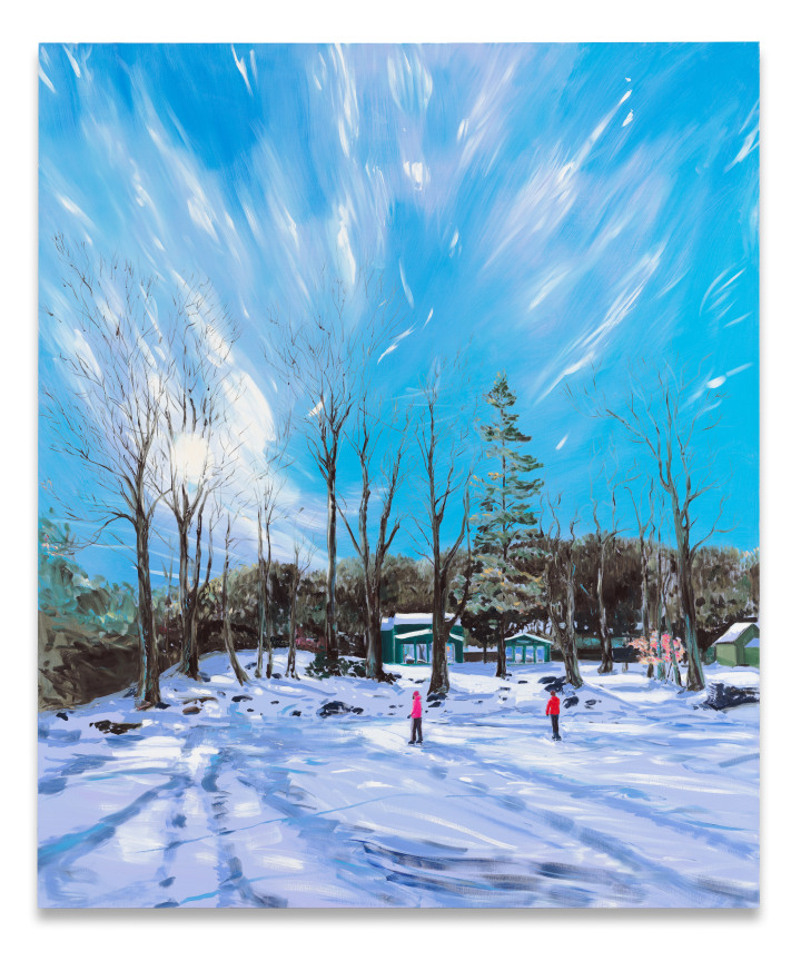 Ice Skating Wispy Clouds, 2022, Oil on linen, 72 x 60 inches, 182.9 x 152.4 cm, MMG#35498