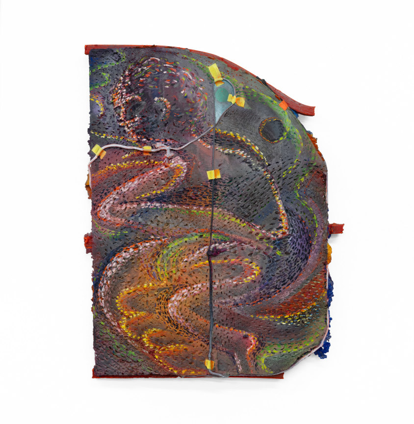 whisper to night, 2023, Oil and enamel paint, graphite on cast aluminum, 28 x 22 x 2&nbsp; inches, 71.1 x 55.9 x 5.1 cm, MMG#35102