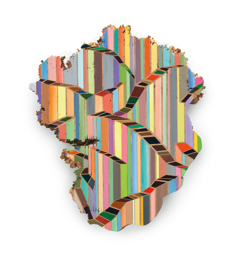 Hopefulness is Right Around the Corner, 2018, Acrylic on walnut, 29 x 24 x 1 3/4 inches, 73.7 x 61 x 4.4 cm, MMG#30721