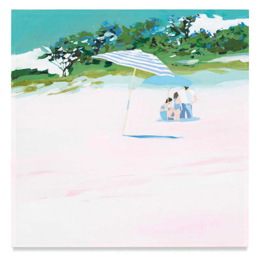 Striped Umbrella, 2019, Mixed media oil on canvas, 35 x 35 inches, 88.9 x 88.9 cm, (MMG#32051)