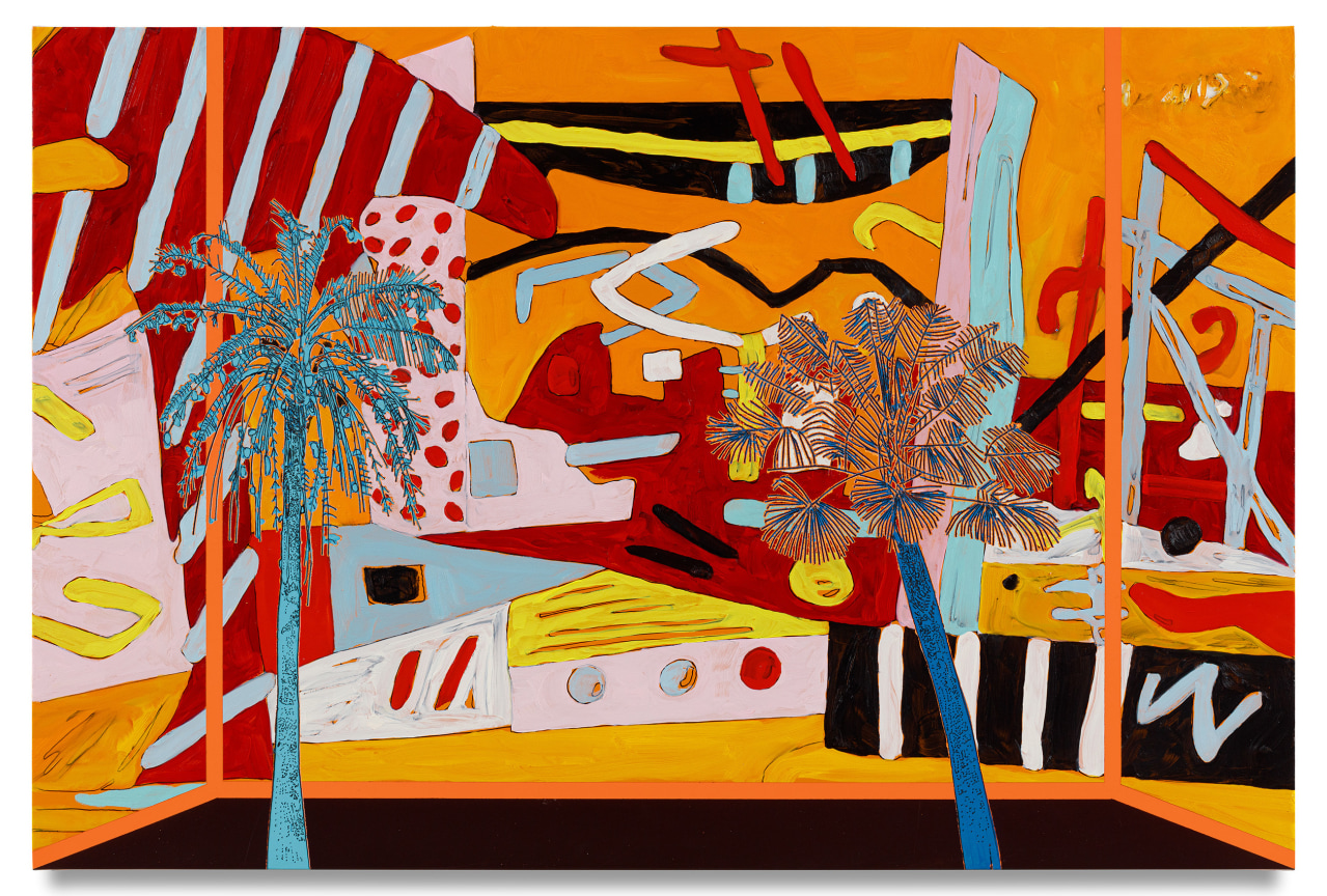 WHITNEY BEDFORD, Veduta (Davis), 2022, Ink and oil on linen on hybrid panel, 24 x 36 inches, 61 x 91.4 cm, MMG#34262