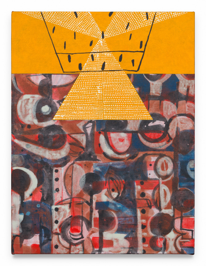Crowd Control, 2024, Vinyl paint on linen, 24 x 18 inches, 61 x 45.7 cm, MMG#37269