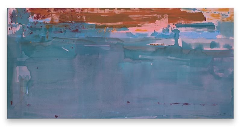 Helen Frankenthaler, Basin, 1979, Acrylic on canvas, 52 x 106 inches, 132.1 x 269.2 cm