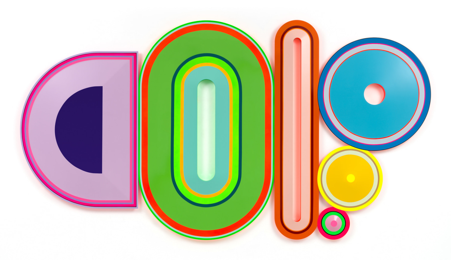 Polypharmacy: Agency, Ease, Serenity, Self Determination, 2025, Urethane paint on wood, 67 x 125 inches, 170.2 x 317.5 cm, MMG#37583