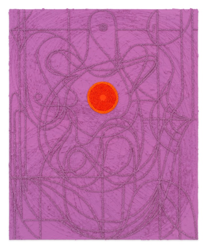 Circumventing Her Violets, 2024, Oil and marble dust on linen, 46 1/4 x 37 1/4 inches, 117.5 x 94.6 cm, MMG#37079