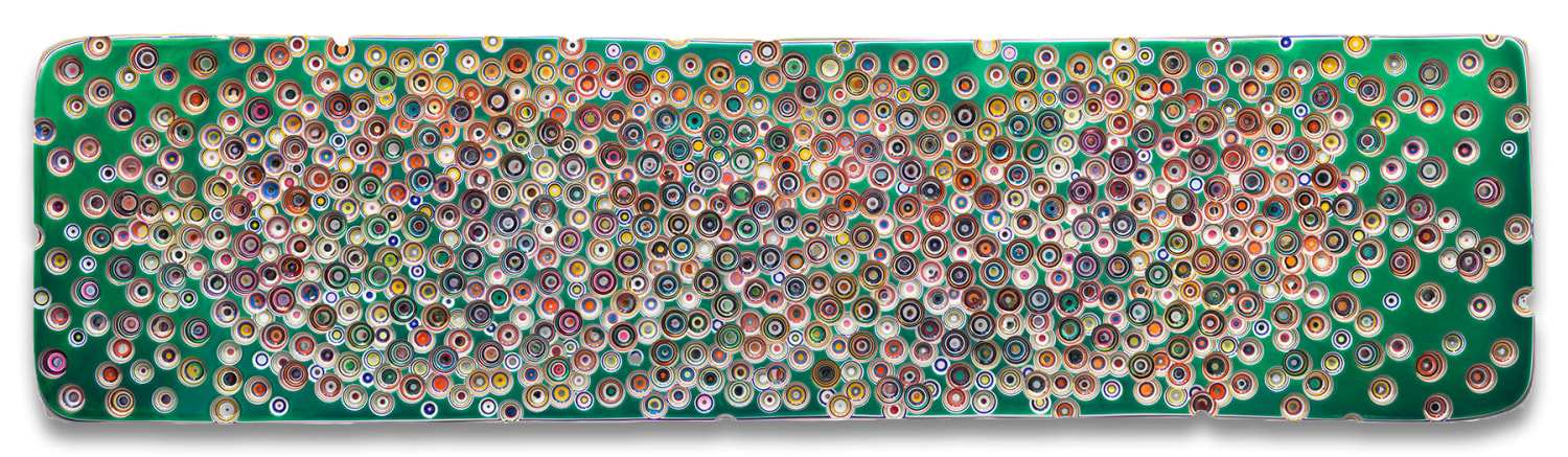 WEREWEASKEDIFWEWANTEDTOLIVEORNOT(BLUMFELD), 2018, Epoxy resin and pigments on wood, 24 x 96 inches, 61 x 243.8 cm, MMG#29847
