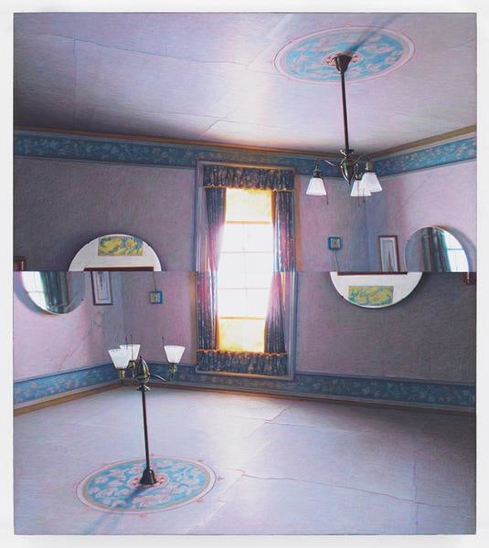 Mirrored Room One, 2015, Graphite grisaille, colored pencil and UV varnish on board, 18 x 16 inches, 45.7 x 40.6 cm, AMY#27910