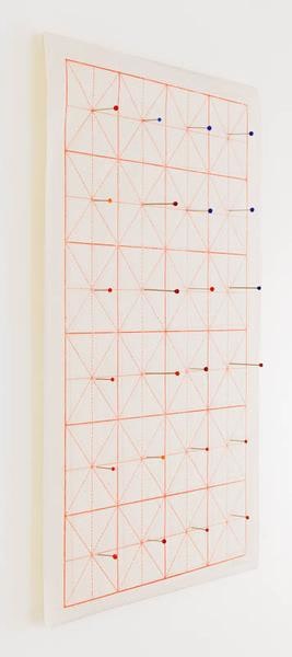 You are here, 2015, Glass head pins and Chinese calligraphy paper, 17 x 13 inches, 43.2 x 33 cm, AMY#27935