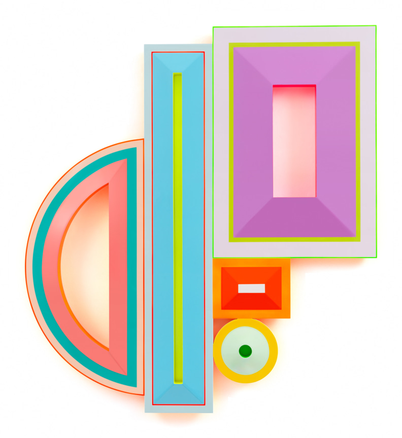 Polypharmacy: Relief, Composure, Stability, Strength, Liberation, 2025,, Urethane paint on wood, 45 x 41 inches, 114.3 x 104.1 cm, MMG#37579