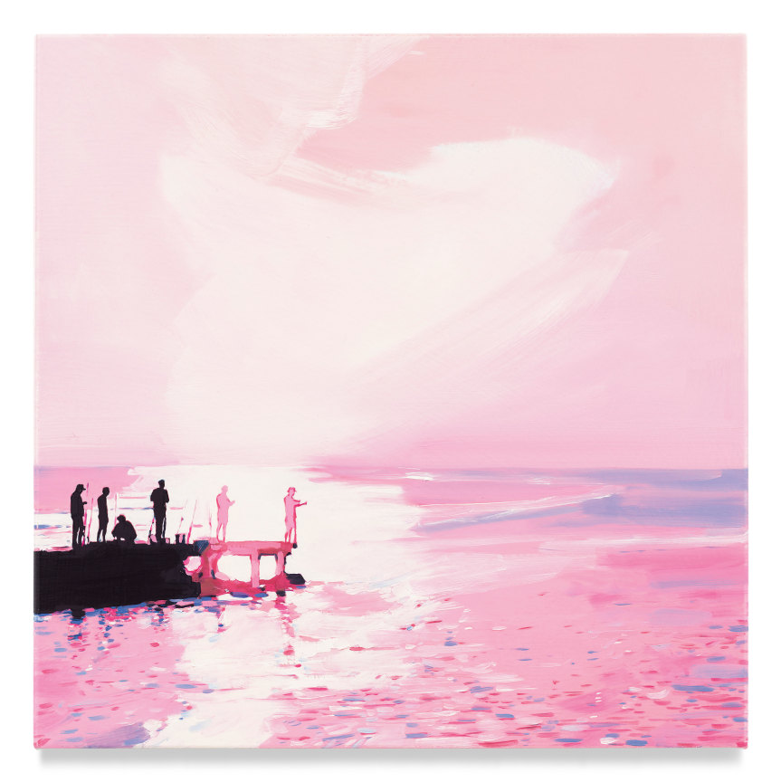 Fisherman (Pink), 2022, Mixed media oil on canvas, 17 x 17 inches, 43.2 x 43.2 cm, MMG#34083