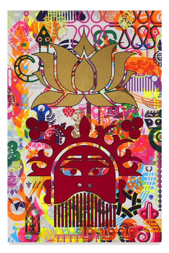 Ryan McGinness, Taipei Dangdai 5, 2019, Acrylic and metal leaf on linen, 60 x 40 inches, 152.4 x 101.6 cm, MMG#31811