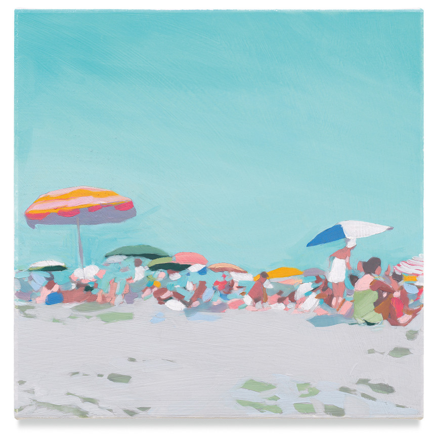 Turquoise Beach, 2019, Mixed media oil on canvas, 14 x 14 inches, 35.6 x 35.6 cm, (MMG#32058)