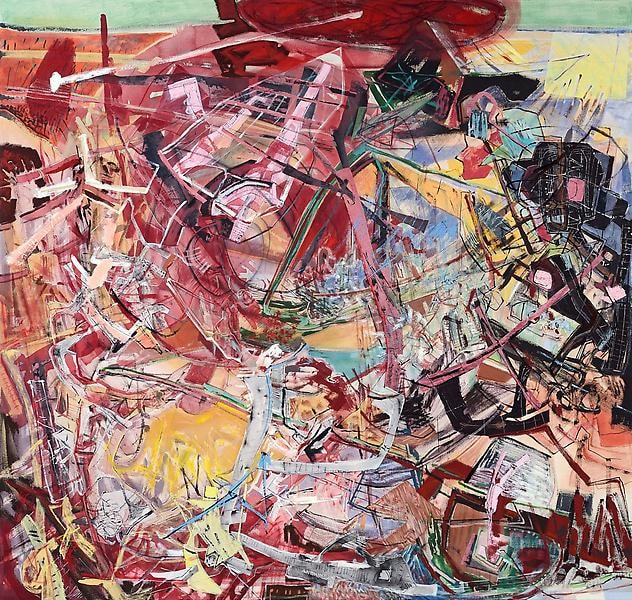 &quot;Vagal Vex,&quot; 2011, Acrylic, dry pigment, collage and oil stick on canvas, 74 x 78 inches, 188 x 198.1 cm, A/Y#20120