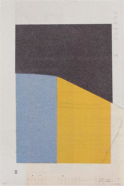 033 (like a familiar shadow), 2012-13, NYT newsprint collage, 7 1/2 x 5 inches, 19.1 x 12.7 cm, A/Y#21096