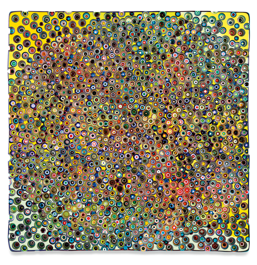 NOWIAMPRAYINGFORTHEENDOFTIME, 2021, Epoxy resin and pigments on wood, 60 x 60 inches, 152.4 x 152.4 cm, MMG#32973