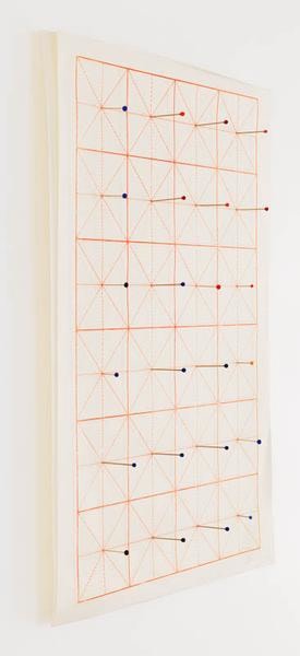 You are here, 2015, Glass head pins and Chinese calligraphy paper, 17 x 13 inches, 43.2 x 33 cm, AMY#27937