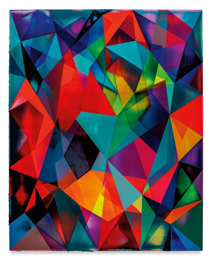 Over Simulation, 2021, Acrylic on linen, 79 3/8 x 63 5/8 inches, 201.6 x 161.6 cm, MMG#32767